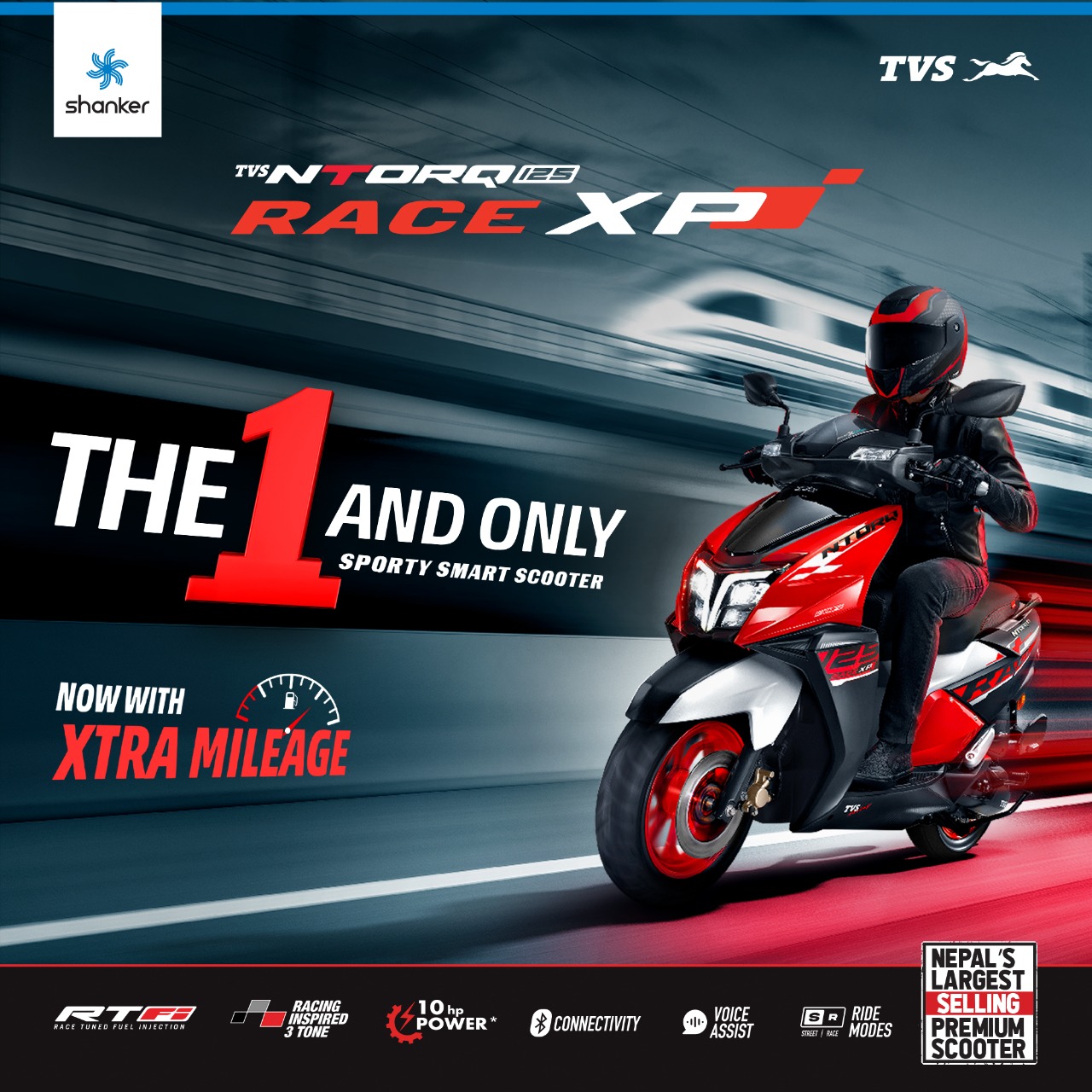 TVS Motor Company Launches Tech Loaded Powerful TVS NTORQ 125 Race XP in Nepal